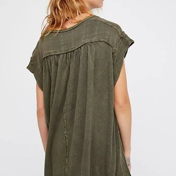 FREE PEOPLE Aster Henley Top in Army NWT - Picture 3 of 11
